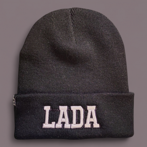 LADA kötött visszahajtott gyerek sapka, fekete